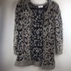 Cache Womens black Cream Leopard cardigan Size M